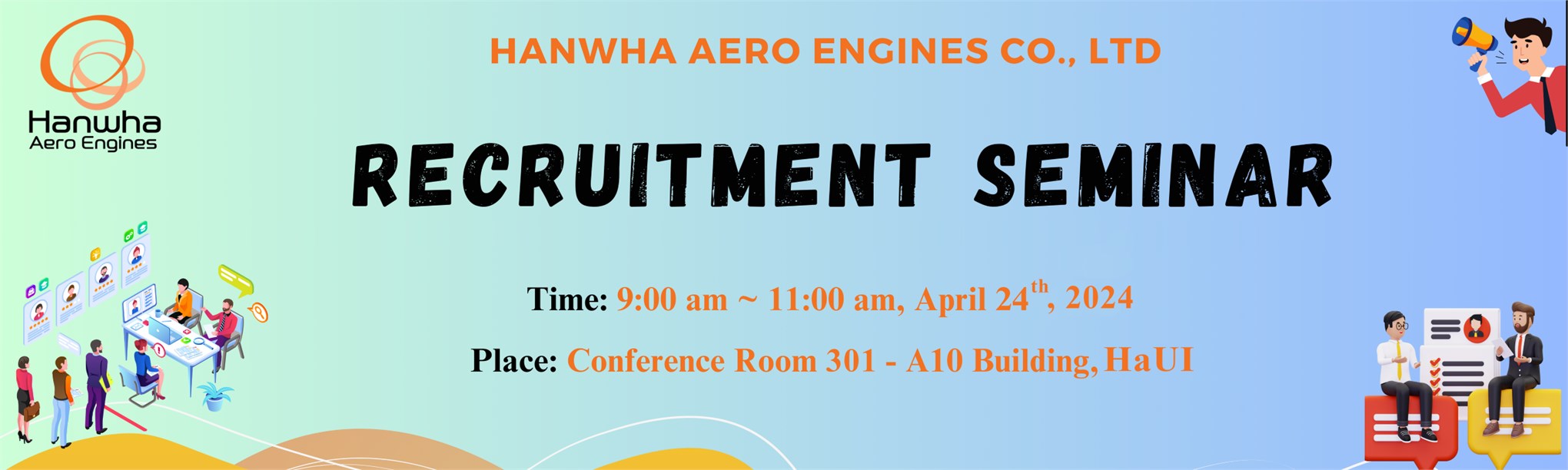 Thông báo đăng ký Hội thảo tuyển dụng trực tiếp của Công ty TNHH Hanwha Aero Engines Việt Nam