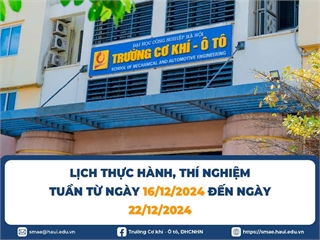 Lịch Thực hành, Thí nghiệm tuần 15 học kỳ 1 (Năm học 2024-2025)