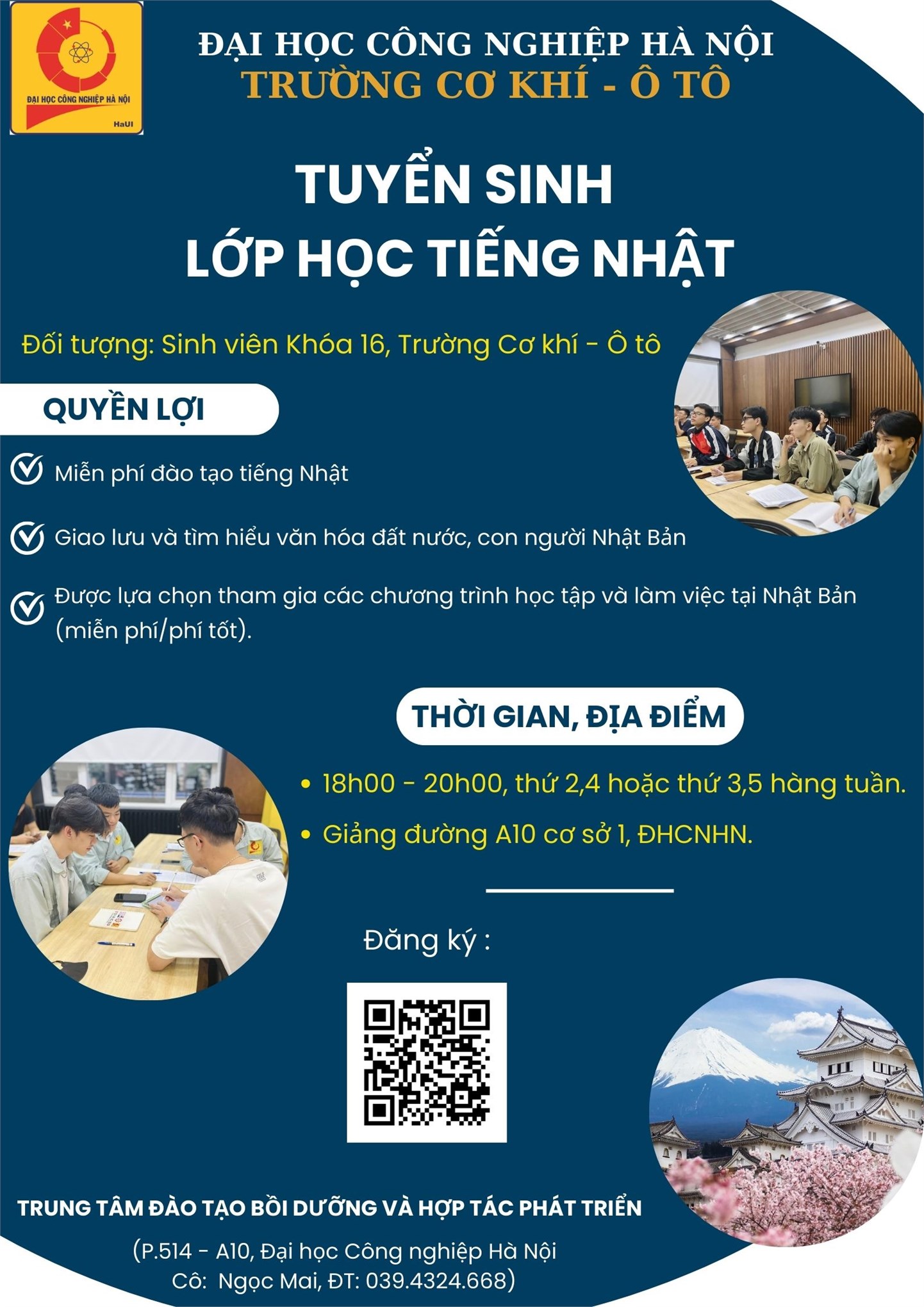 Tuyển sinh lớp học tiếng Nhật cho sinh viên K16, Trường Cơ khí - Ô tô