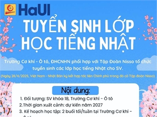 Thông báo tuyển sinh lớp học tiếng Nhật cho sinh viên khóa 18, Trường Cơ khí - Ô tô
