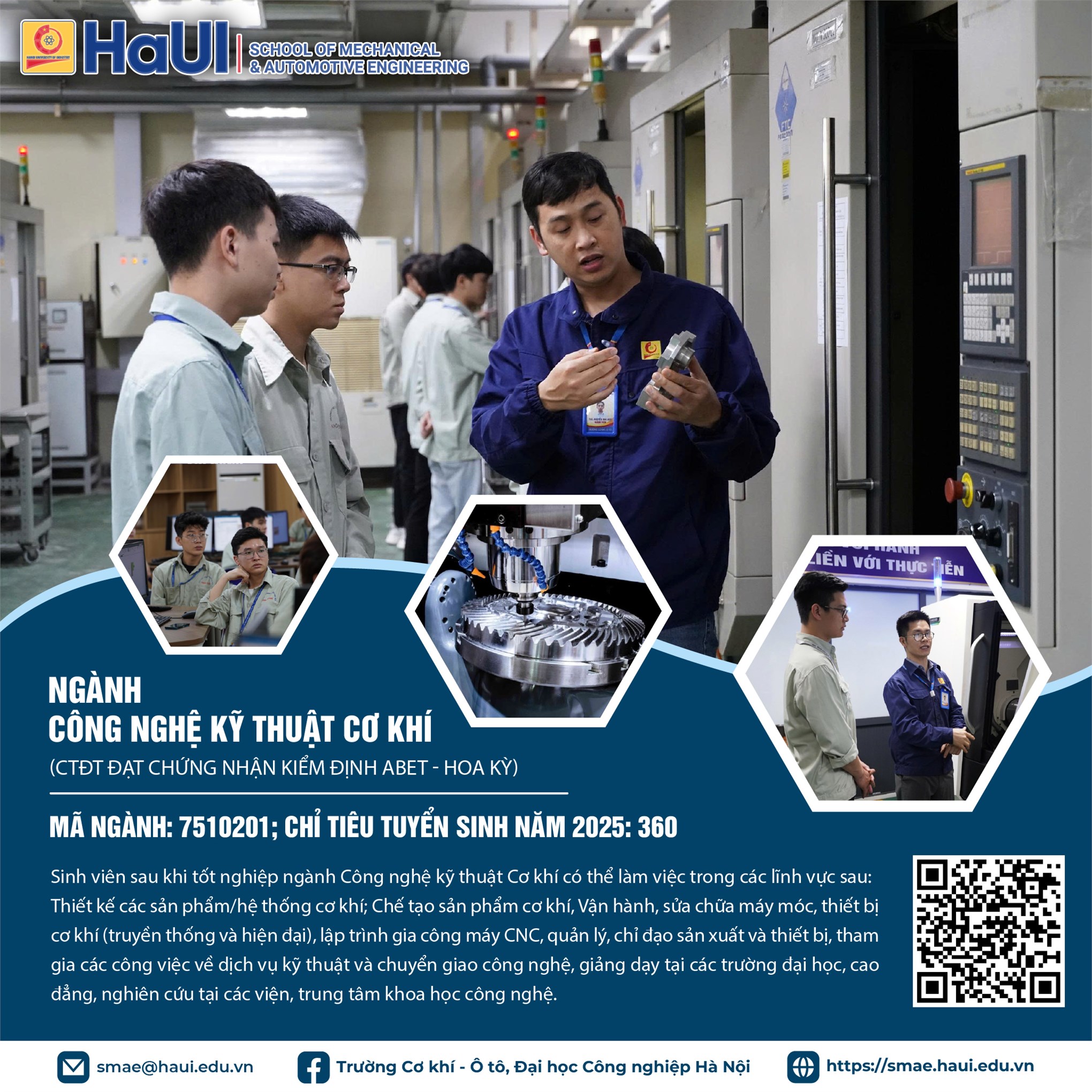 Thông tin các ngành, chương trình đào tạo trình độ đại học Trường Cơ khí – Ô tô, Đại học Công nghiệp Hà Nội tuyển sinh năm 2025