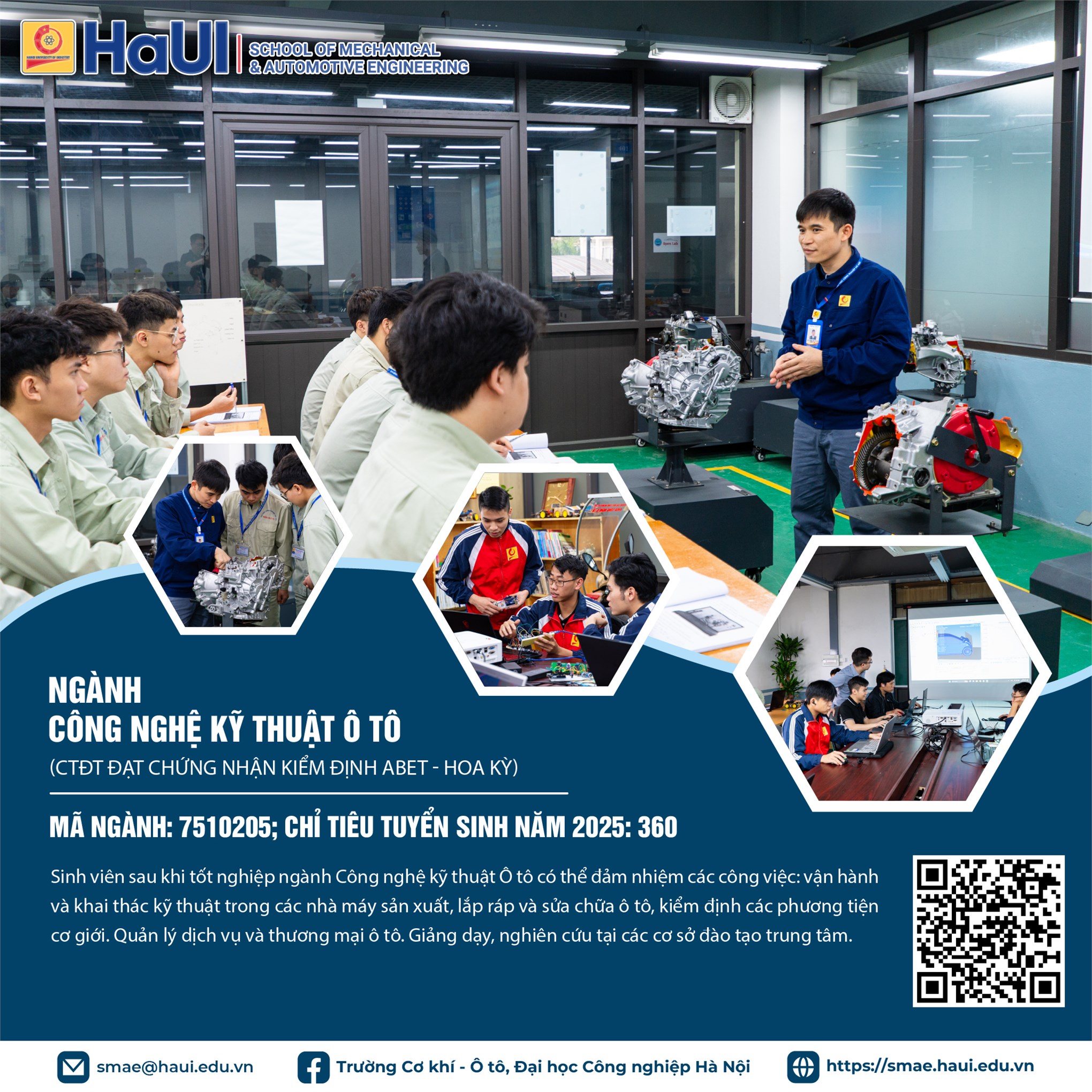 Thông tin các ngành, chương trình đào tạo trình độ đại học Trường Cơ khí – Ô tô, Đại học Công nghiệp Hà Nội tuyển sinh năm 2025