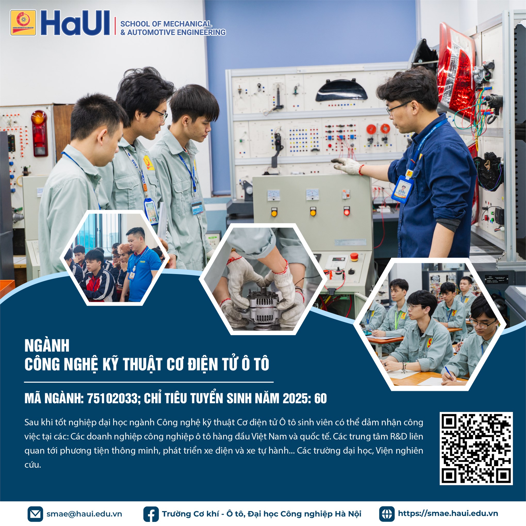 Thông tin các ngành, chương trình đào tạo trình độ đại học Trường Cơ khí – Ô tô, Đại học Công nghiệp Hà Nội tuyển sinh năm 2025