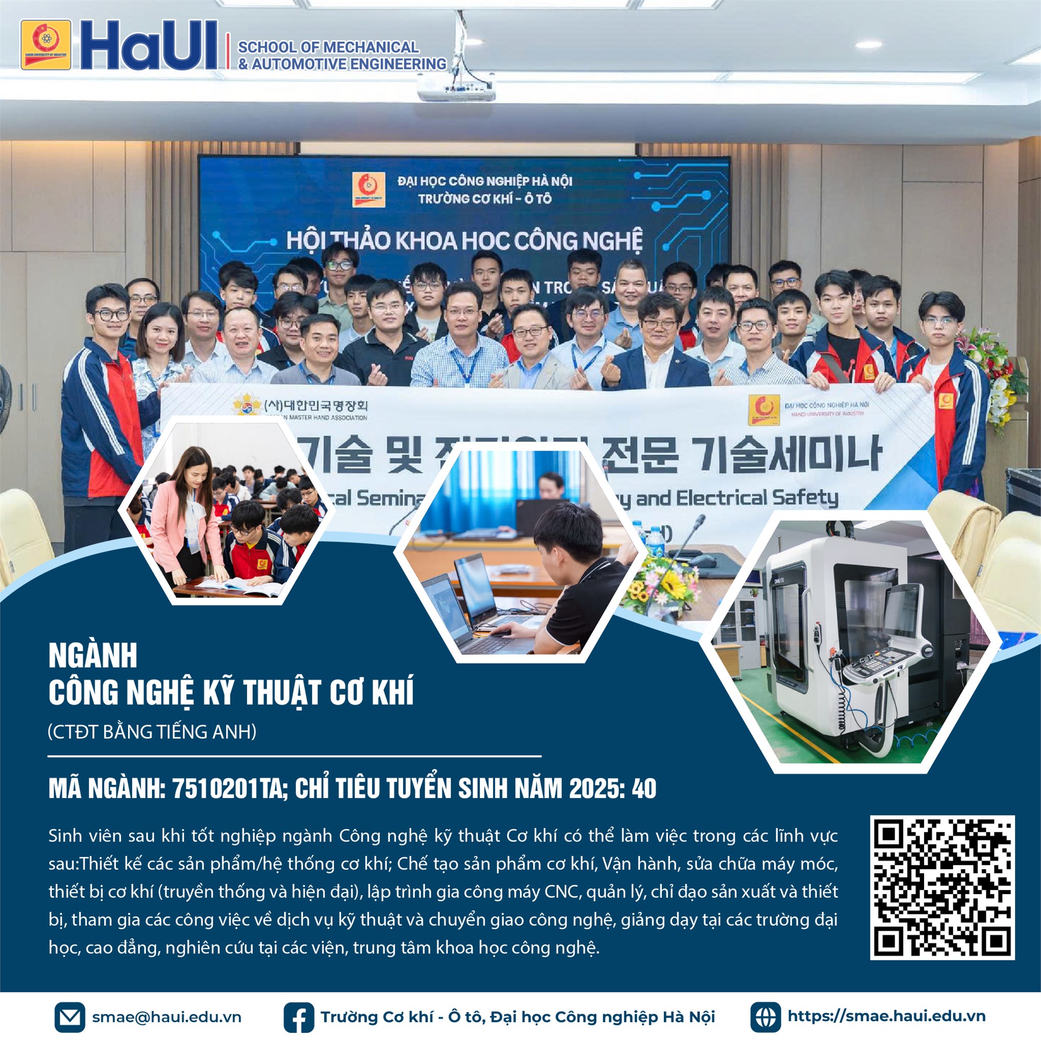 Thông tin các ngành, chương trình đào tạo trình độ đại học Trường Cơ khí – Ô tô, Đại học Công nghiệp Hà Nội tuyển sinh năm 2025