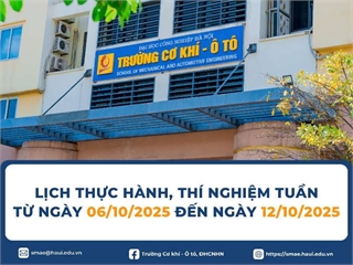 Lịch Thực hành, Thí nghiệm tuần 6 học kỳ 1 (Năm học 2025-2026)