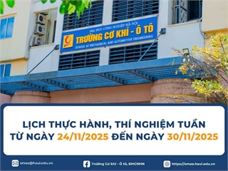 Lịch Thực hành, Thí nghiệm tuần 13 học kỳ 1 (Năm học 2025-2026)