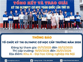 Thông báo tổ chức kỳ thi Olympic Cơ học cấp Trường năm 2026