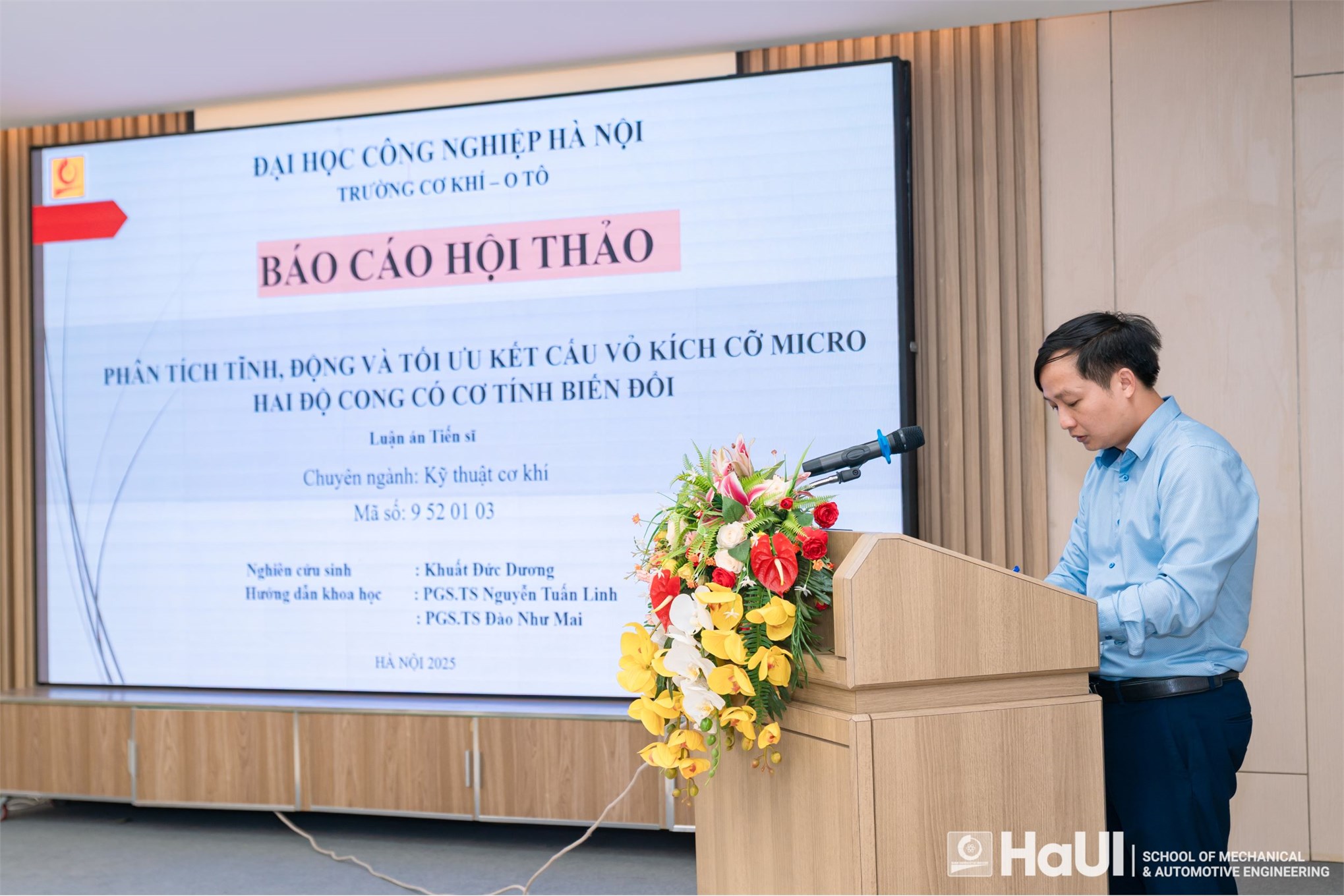 Hội thảo luận án tiến sĩ cho nghiên cứu sinh Khuất Đức Dương ngành Kỹ thuật Cơ khí