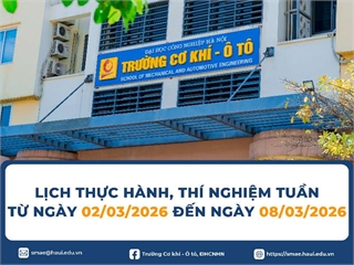 Lịch Thực hành, Thí nghiệm tuần 1 học kỳ 2 (Năm học 2025-2026)