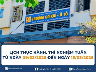 Lịch Thực hành, Thí nghiệm tuần 2 học kỳ 2 (Năm học 2025-2026)
