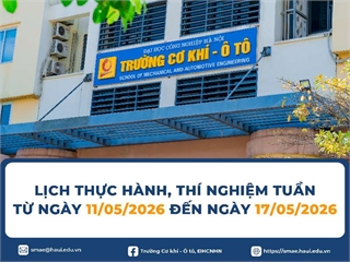 Lịch Thực hành, Thí nghiệm tuần 11 học kỳ 2 (Năm học 2025-2026)