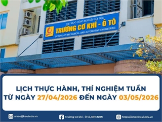 Lịch Thực hành, Thí nghiệm tuần 9 học kỳ 2 (Năm học 2025-2026)