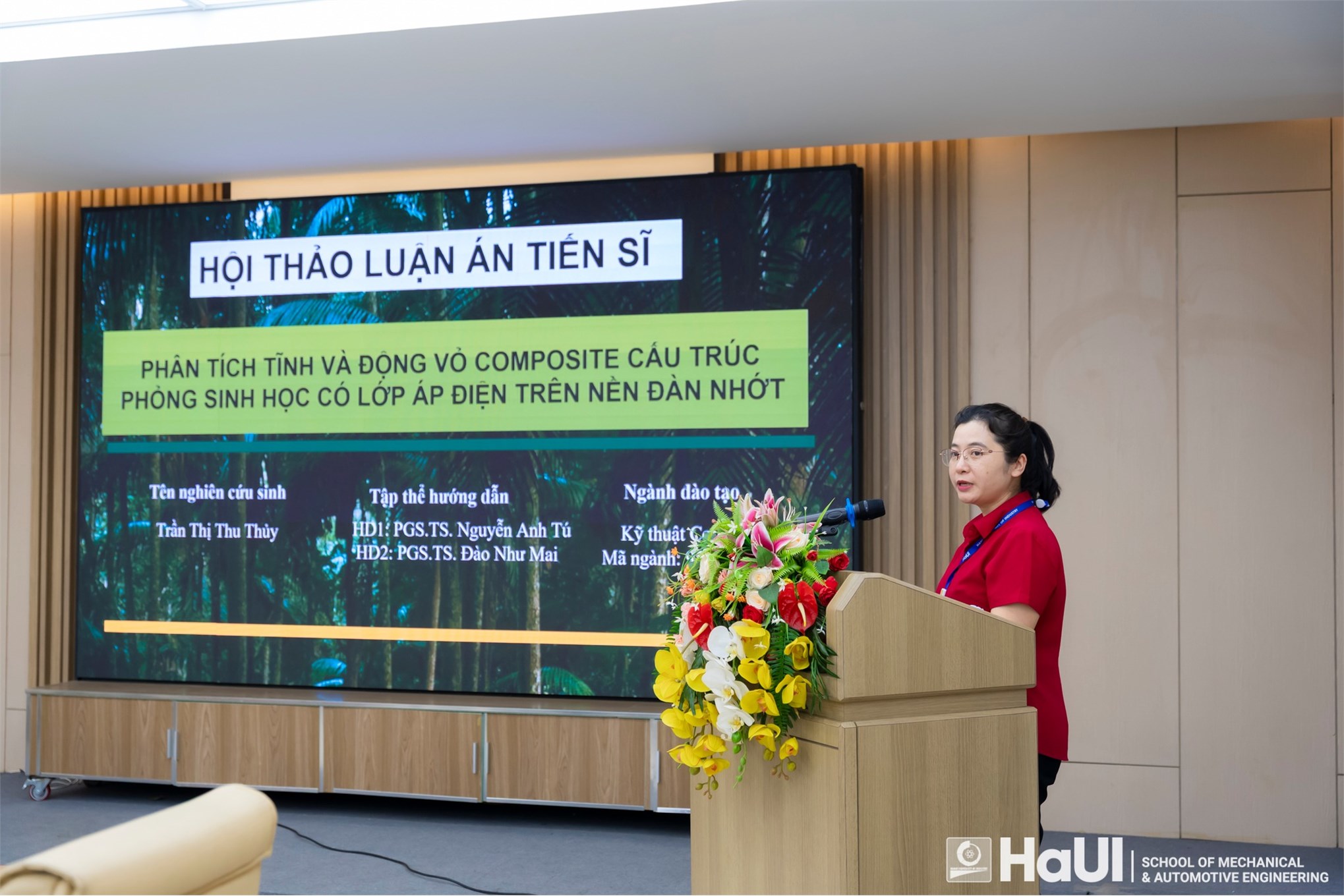 Hội thảo luận án tiến sĩ tại Trường Cơ khí – Ô tô về cấu trúc phỏng sinh học và vật liệu áp điện trên nền đàn nhớt