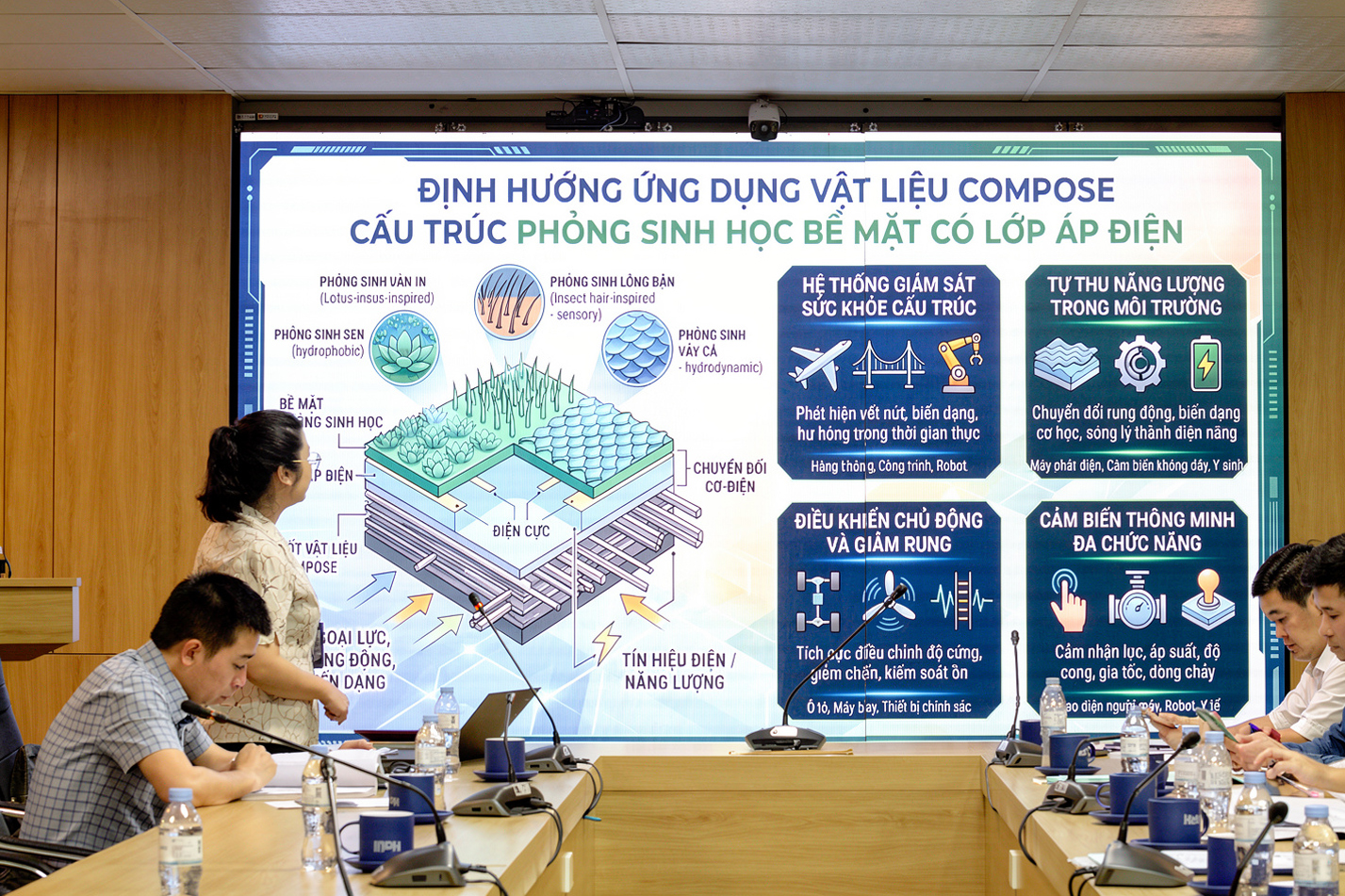 Đánh giá, nghiệm thu đề tài KH&CN cấp Trường: “Nghiên cứu xây dựng mô hình ứng xử vỏ compozit có cấu trúc lõi phỏng sinh học dạng xếp lớp và bề mặt có lớp áp điện”