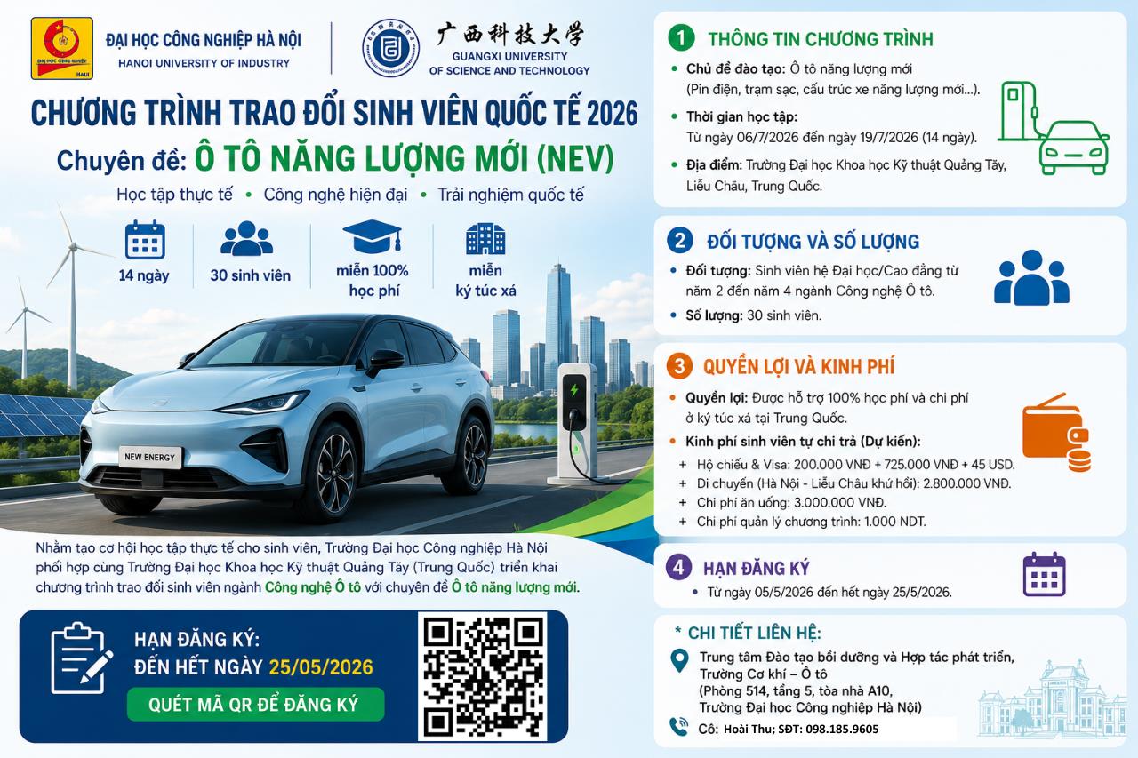 Kế hoạch tổ chức Hội thảo tư vấn trực tiếp về Chương trình trao đổi sinh viên quốc tế tại Liễu Châu, Trung Quốc năm 2026