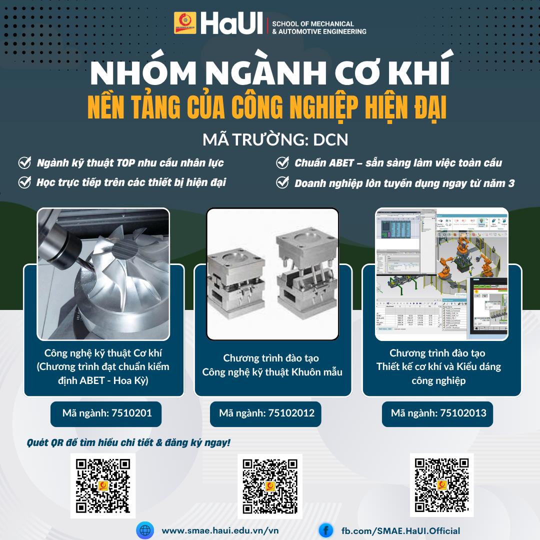 Khám phá các nhóm ngành/chương trình đào tạo tại Trường Cơ khí – Ô tô, HaUI năm 2026: Bệ phóng của những kỹ sư, cử nhân toàn cầu