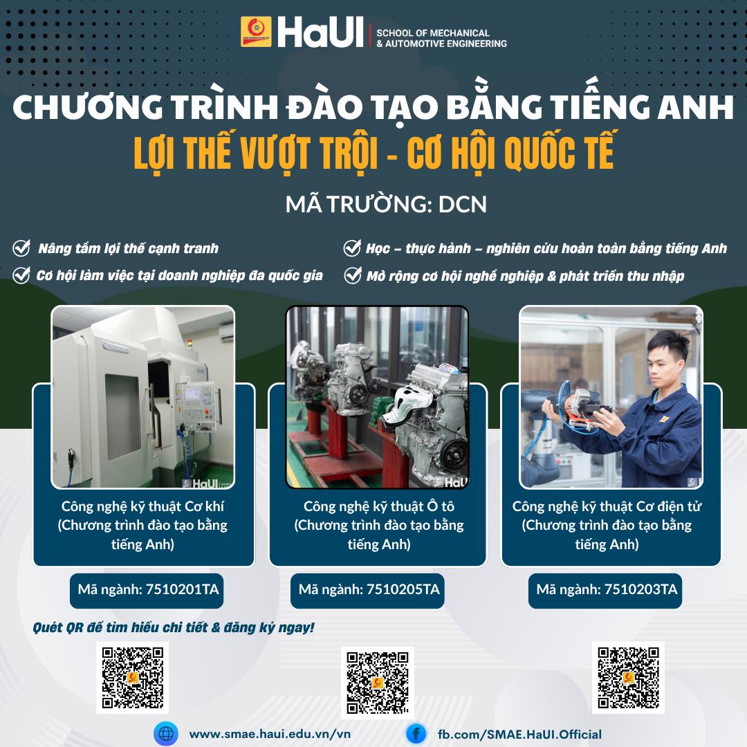 Khám phá các nhóm ngành/chương trình đào tạo tại Trường Cơ khí – Ô tô, HaUI năm 2026: Bệ phóng của những kỹ sư, cử nhân toàn cầu