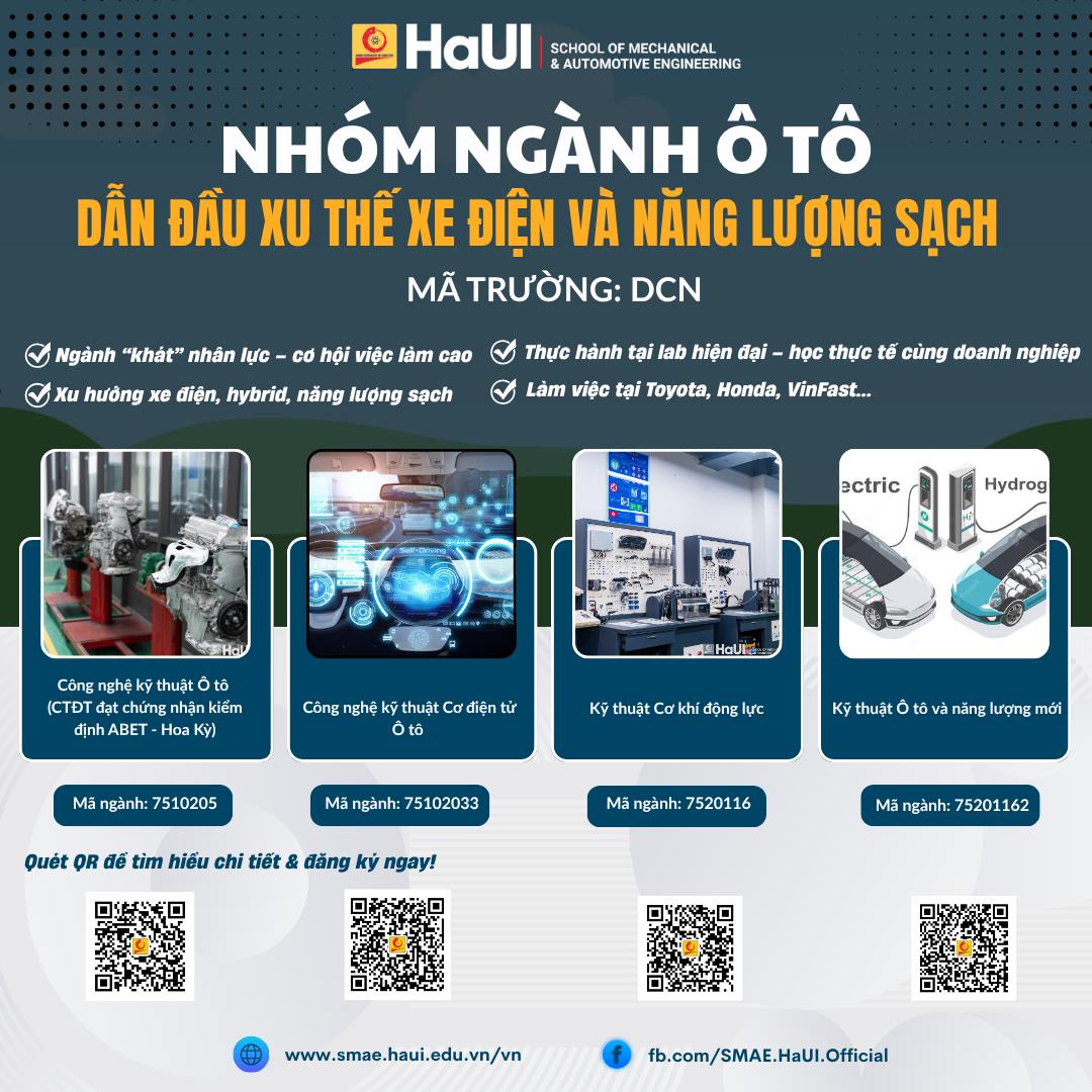 Khám phá các nhóm ngành/chương trình đào tạo tại Trường Cơ khí – Ô tô, HaUI năm 2026: Bệ phóng của những kỹ sư, cử nhân toàn cầu