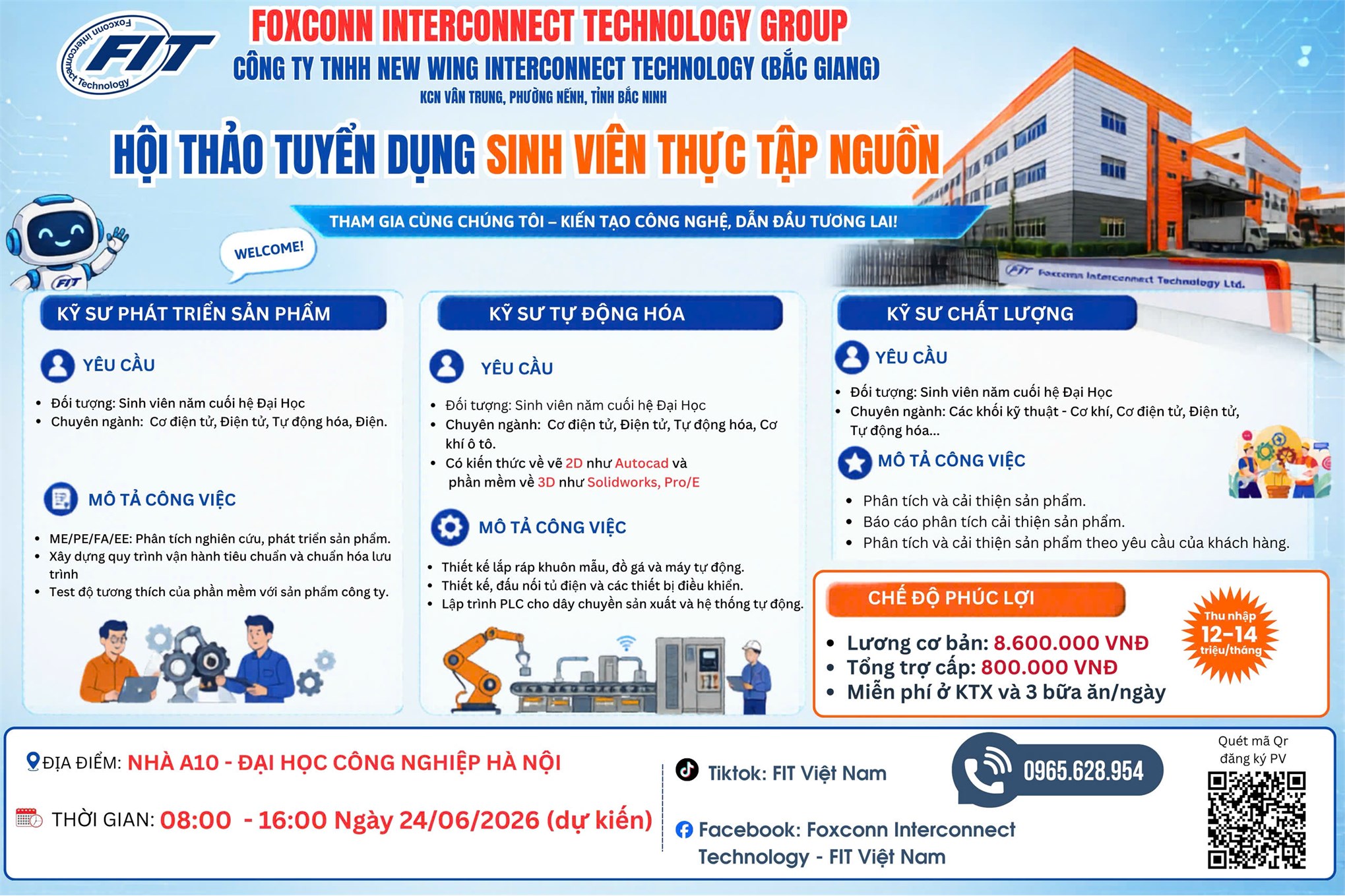 Thông báo chương trình tuyển dụng và thực tập của Công ty TNHH New Wing Interconect Technology (Bắc Giang)