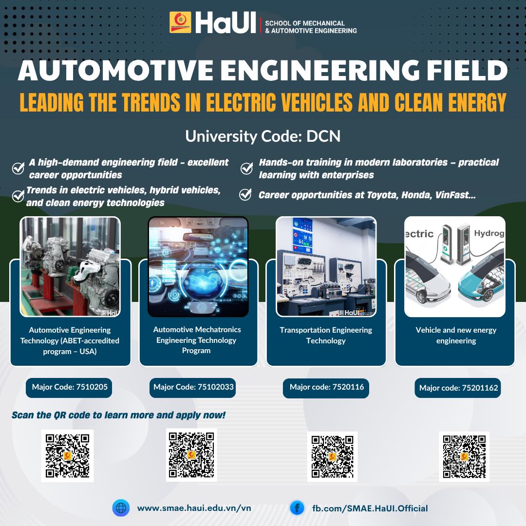 Exploring the Major Groups and Training Programs at the School of Mechanical and Automotive Engineering, HaUI in 2026: A Launchpad for Global Engineers and Graduates