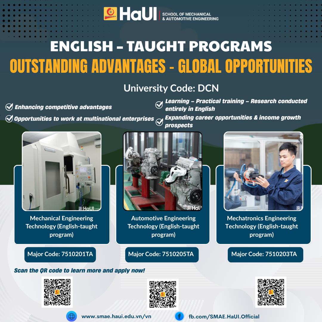 Exploring the Major Groups and Training Programs at the School of Mechanical and Automotive Engineering, HaUI in 2026: A Launchpad for Global Engineers and Graduates