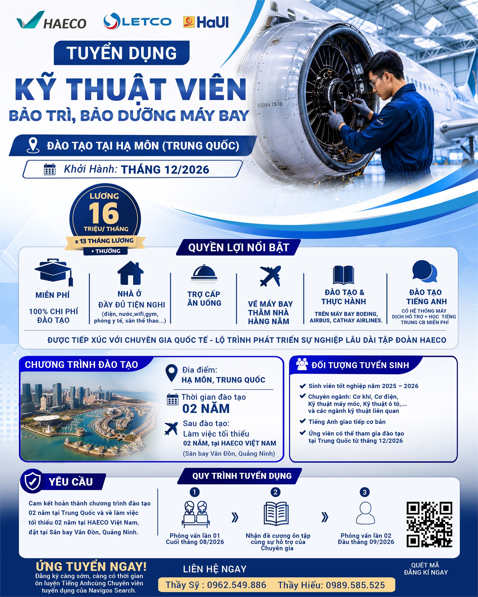 Thông báo chương trình tuyển dụng Kỹ thuật viên bảo trì, bảo dưỡng máy bay