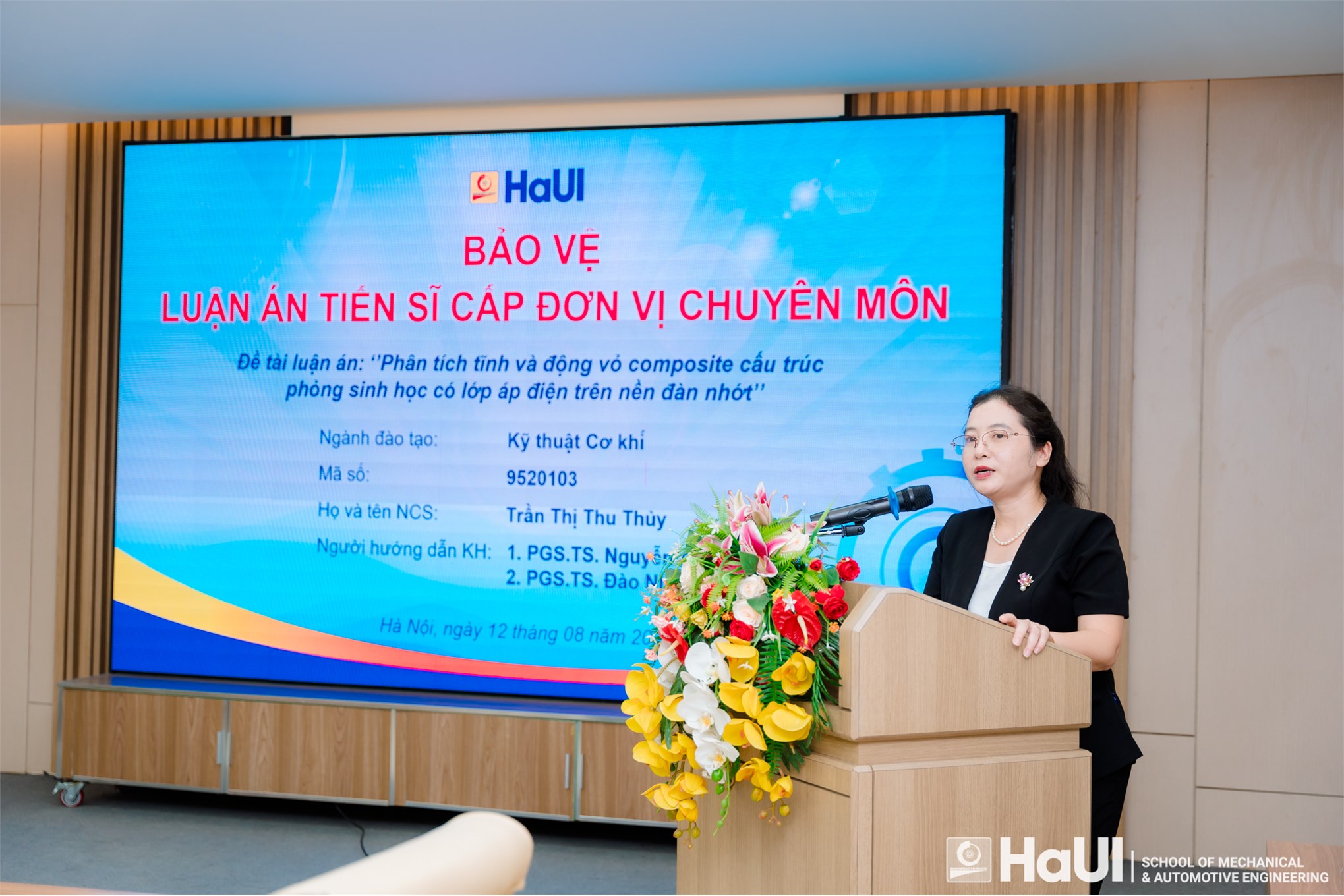 NCS Trần Thị Thu Thủy bảo vệ thành công luận án tiến sĩ cấp đơn vị chuyên môn về nghiên cứu vỏ composite phỏng sinh học