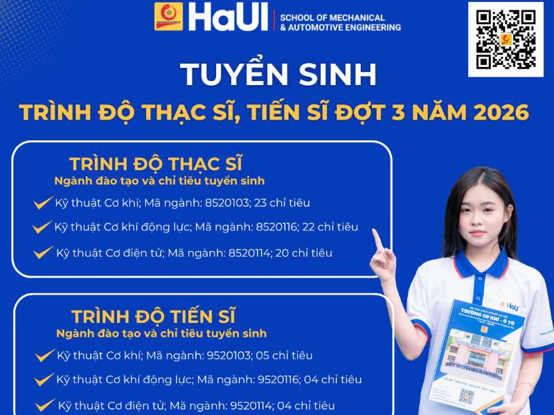 Thông báo tuyển sinh trình độ tiến sĩ đợt 3 năm 2026
