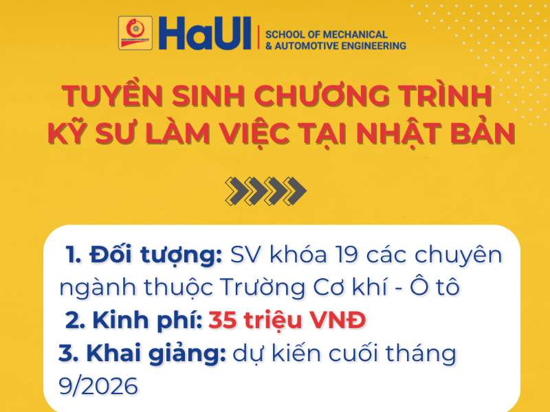 Thông báo "Tuyển sinh chương trình kỹ sư làm việc tại Nhật Bản"