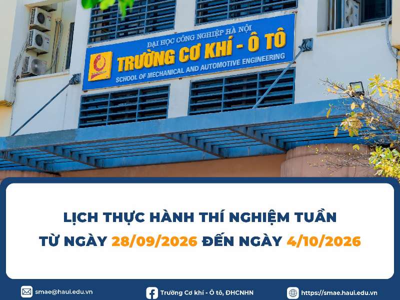 Lịch Thực hành, Thí nghiệm tuần 5 học kỳ 1 (Năm học 2026-2027)