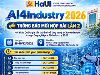 Thông báo Hội thảo Quốc gia lần thứ hai về ứng dụng trí tuệ nhân tạo trong công nghiệp – AI4Industry 2026